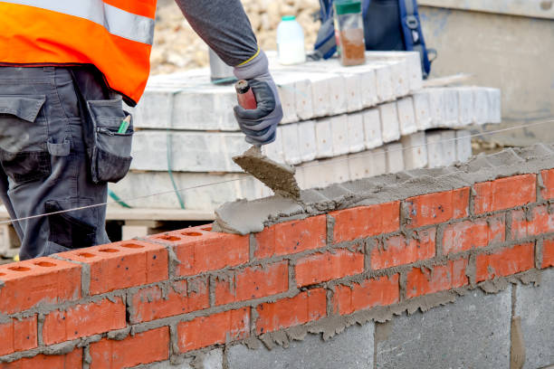 Brick work progressing on a construction site