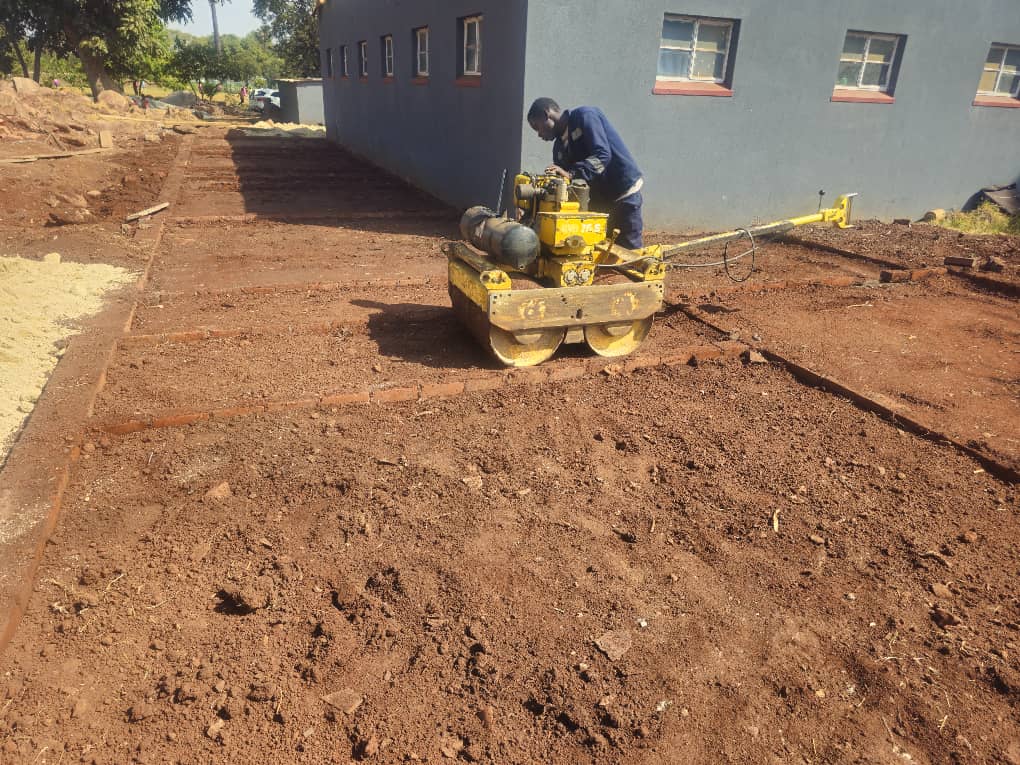 Construction team working on site